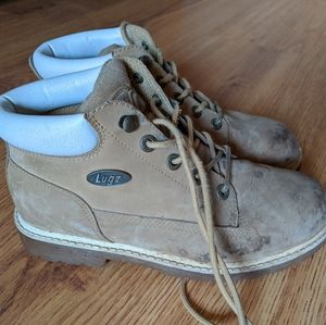 Lugz genuine leather ankle boots hike work tan